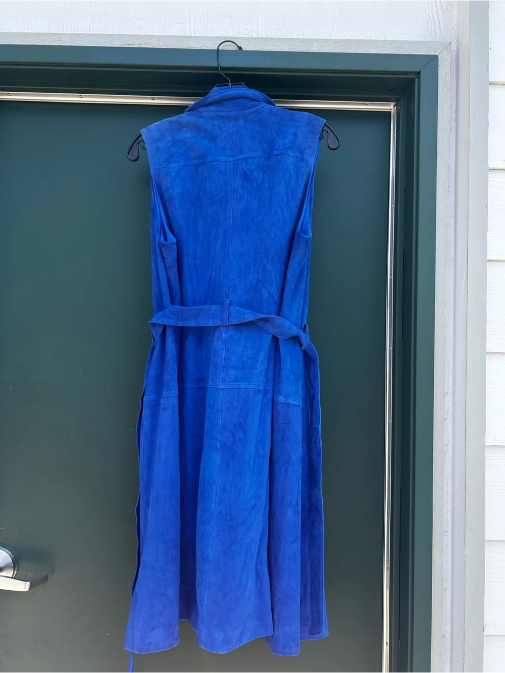 Banana Republic Cobalt Blue Sleeveless Suede Wrap Midi Dress - Picture 11 of 13